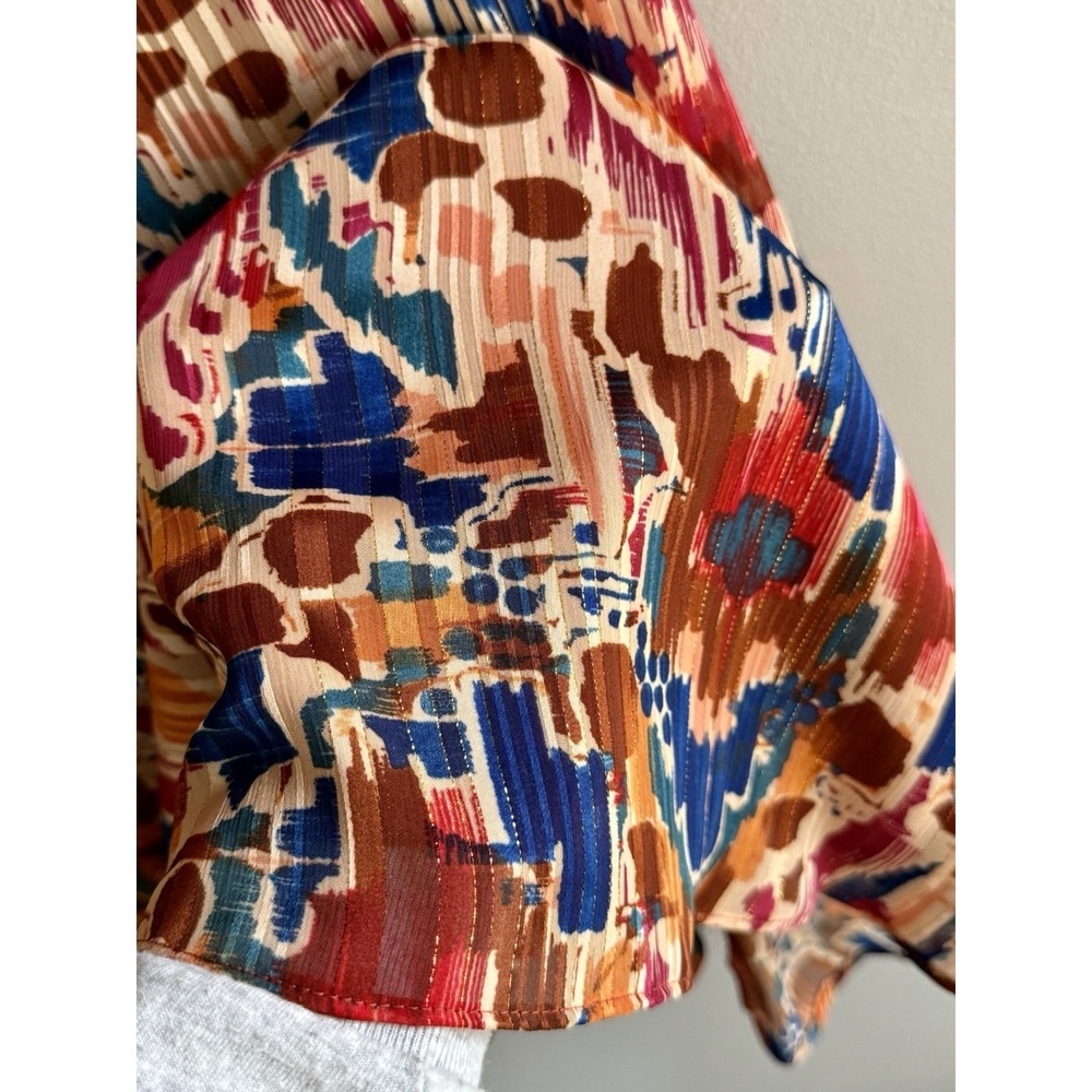 MSK Maxi Dress Boho Colorful Beach Earth Tone Metallic Flowy V Neck Straps Large - Picture 4 of 16